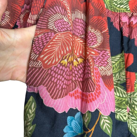 FARM RIO Colorful Floral One Piece Jumpsuit Women's Size Small Linen Blend FLAW - Picture 10 of 14